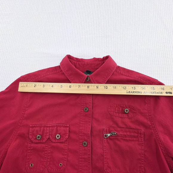 Ralph Lauren Gorp Utility Shirt Women’s M Red Pocket Hiking Outdoor Corduroy - Picture 8 of 14